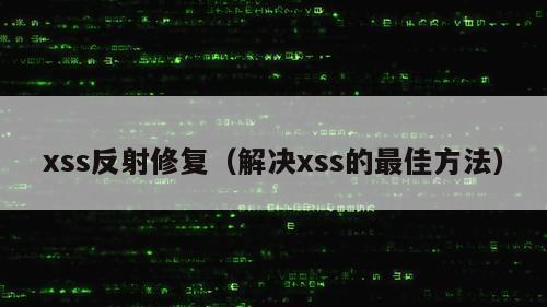 xss反射修复（解决xss的最佳方法）