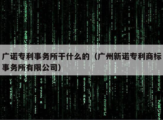 广诺专利事务所干什么的（广州新诺专利商标事务所有限公司）