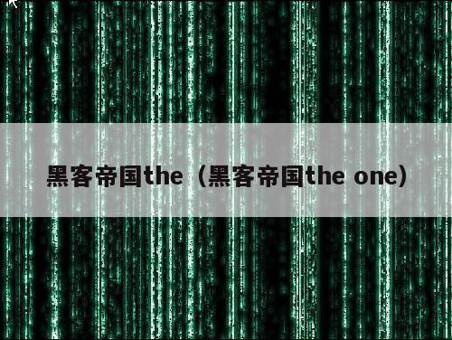 黑客帝国the（黑客帝国the one）