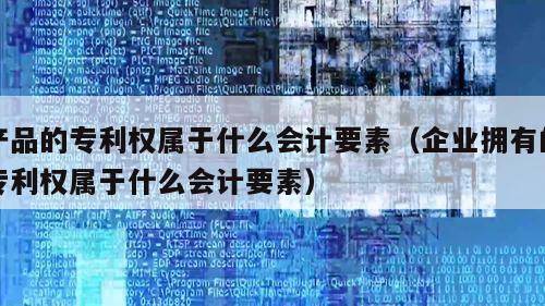 产品的专利权属于什么会计要素（企业拥有的专利权属于什么会计要素）