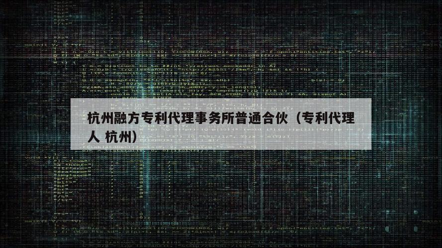 杭州融方专利代理事务所普通合伙（专利代理人 杭州）