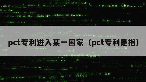 pct专利进入某一国家（pct专利是指）