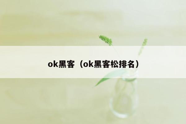 ok黑客（ok黑客松排名）