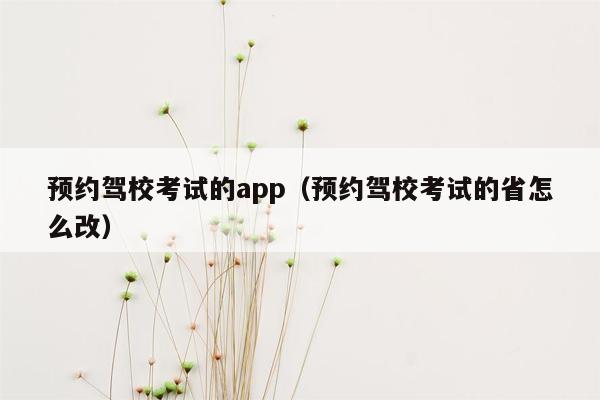 预约驾校考试的app（预约驾校考试的省怎么改）