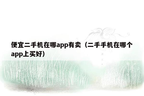 便宜二手机在哪app有卖（二手手机在哪个app上买好）