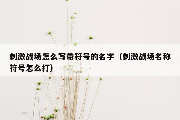 刺激战场怎么写带符号的名字（刺激战场名称符号怎么打）