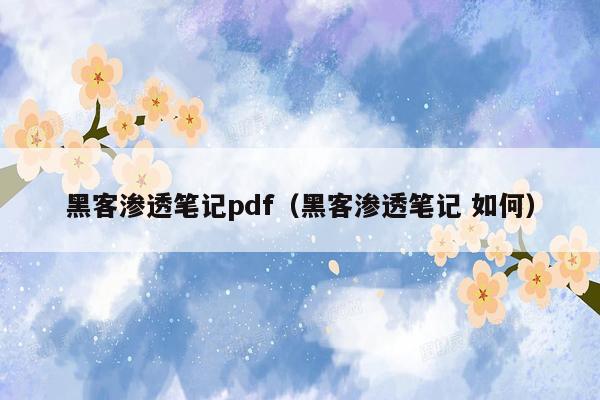 黑客渗透笔记pdf（黑客渗透笔记 如何）