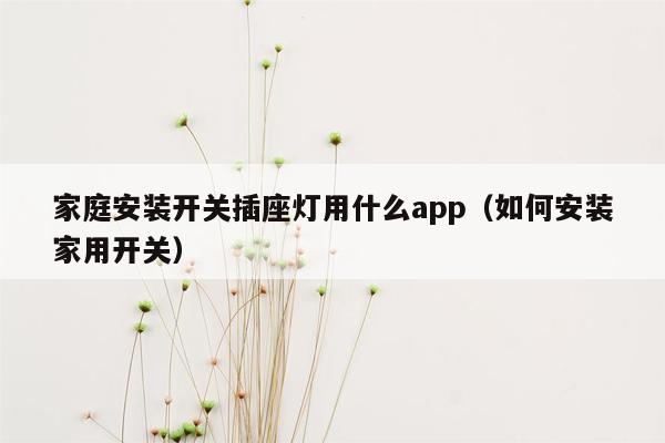 家庭安装开关插座灯用什么app（如何安装家用开关）