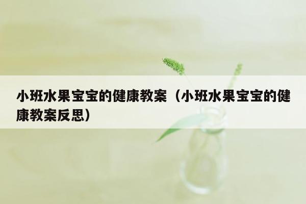 小班水果宝宝的健康教案（小班水果宝宝的健康教案反思）