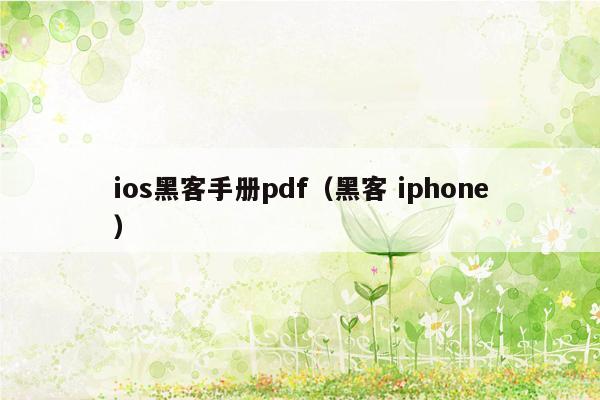 ios黑客手册pdf（黑客 iphone）