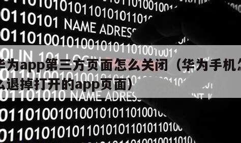 华为app第三方页面怎么关闭（华为手机怎么退掉打开的app页面）