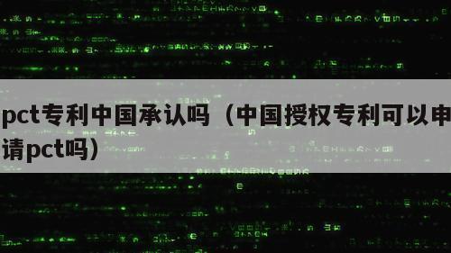 pct专利中国承认吗（中国授权专利可以申请pct吗）