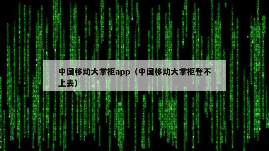 中国移动大掌柜app（中国移动大掌柜登不上去）