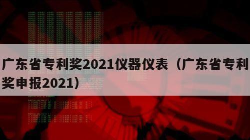 广东省专利奖2021仪器仪表（广东省专利奖申报2021）