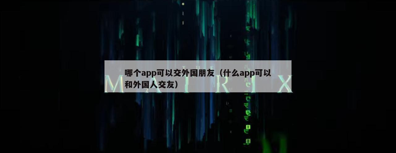 哪个app可以交外国朋友（什么app可以和外国人交友）