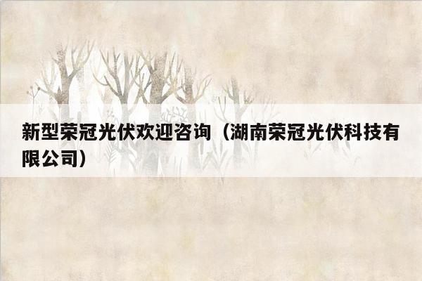 新型荣冠光伏欢迎咨询（湖南荣冠光伏科技有限公司）