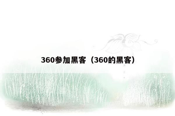 360参加黑客（360的黑客）