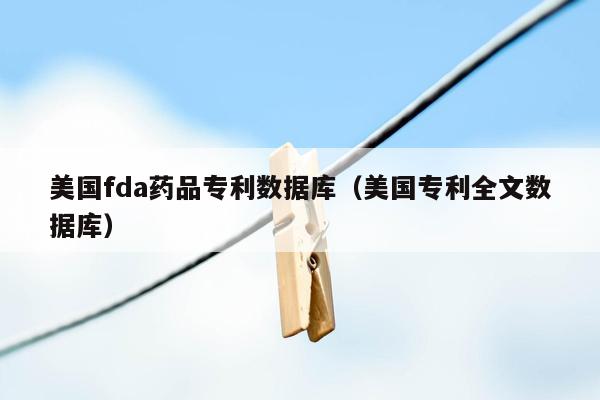 美国fda药品专利数据库（美国专利全文数据库）