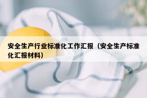 安全生产行业标准化工作汇报（安全生产标准化汇报材料）