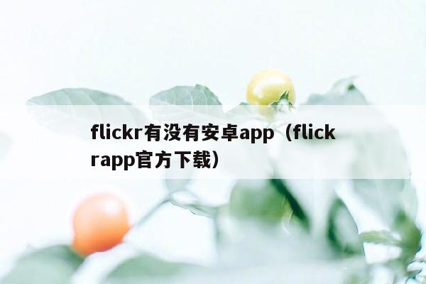 flickr有没有安卓app（flickrapp官方下载）