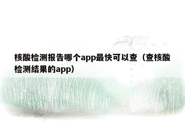 核酸检测报告哪个app最快可以查（查核酸检测结果的app）