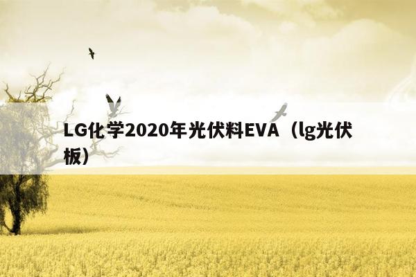 LG化学2020年光伏料EVA（lg光伏板）