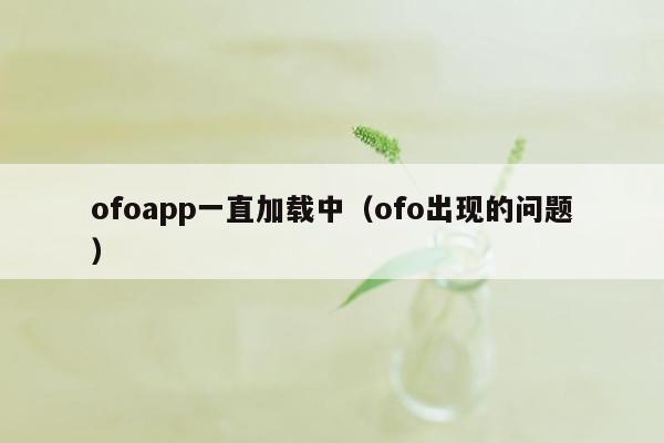 ofoapp一直加载中（ofo出现的问题）