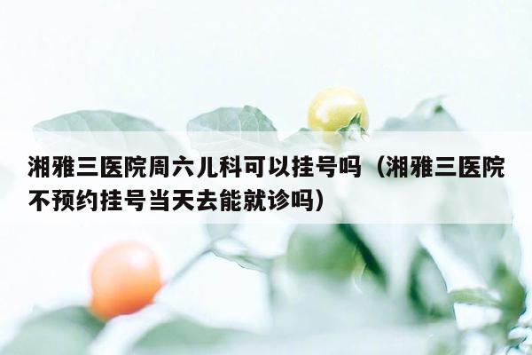 湘雅三医院周六儿科可以挂号吗（湘雅三医院不预约挂号当天去能就诊吗）