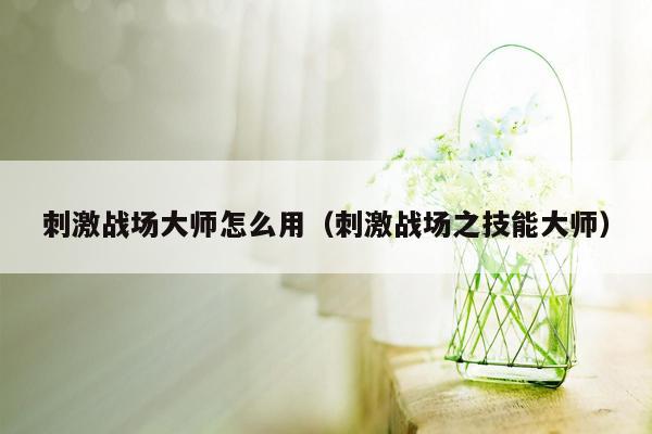 刺激战场大师怎么用（刺激战场之技能大师）