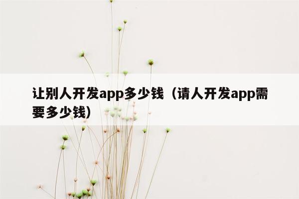 让别人开发app多少钱（请人开发app需要多少钱）