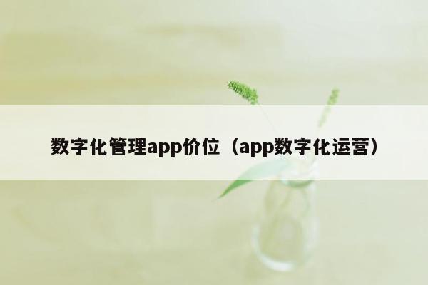 数字化管理app价位（app数字化运营）