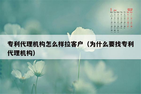 专利代理机构怎么样拉客户（为什么要找专利代理机构）