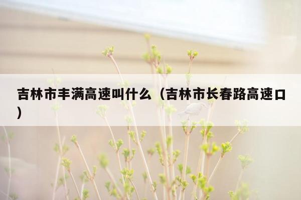 吉林市丰满高速叫什么（吉林市长春路高速口）