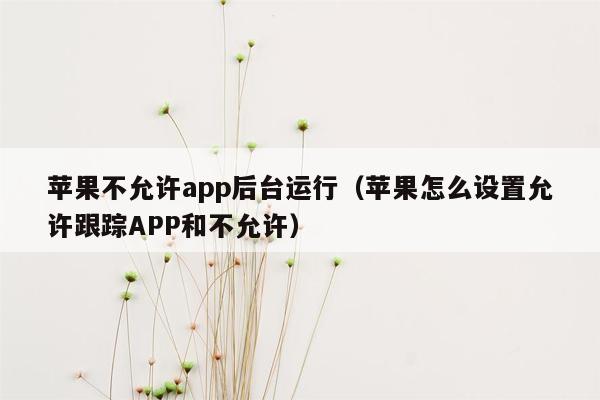 苹果不允许app后台运行（苹果怎么设置允许跟踪APP和不允许）