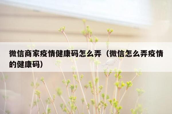 微信商家疫情健康码怎么弄（微信怎么弄疫情的健康码）