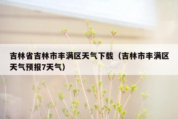 吉林省吉林市丰满区天气下载（吉林市丰满区天气预报7天气）