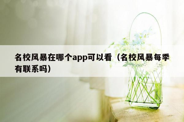 名校风暴在哪个app可以看（名校风暴每季有联系吗）