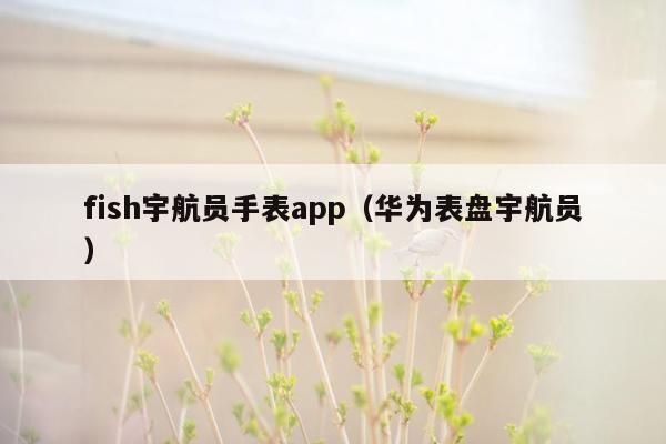 fish宇航员手表app（华为表盘宇航员）