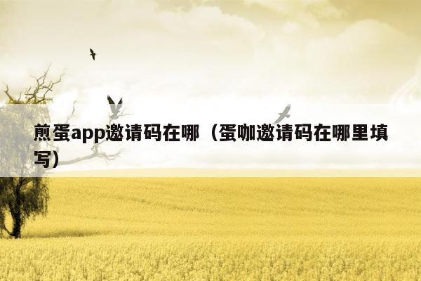 煎蛋app邀请码在哪（蛋咖邀请码在哪里填写）