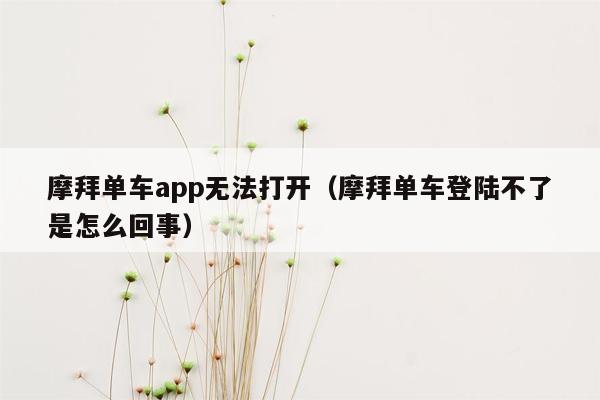 摩拜单车app无法打开（摩拜单车登陆不了是怎么回事）