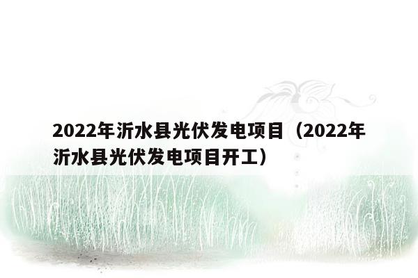 2022年沂水县光伏发电项目（2022年沂水县光伏发电项目开工）