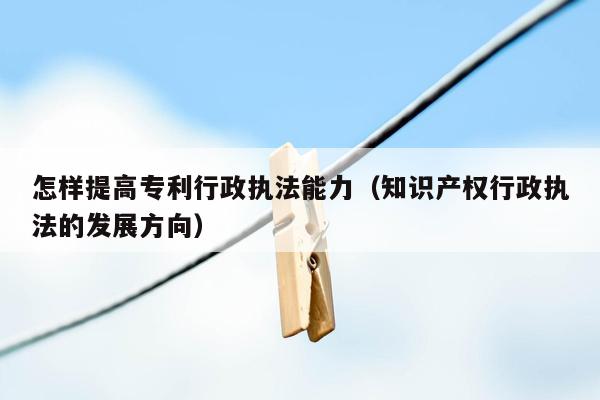 怎样提高专利行政执法能力（知识产权行政执法的发展方向）