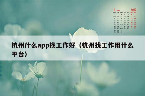 杭州什么app找工作好（杭州找工作用什么平台）