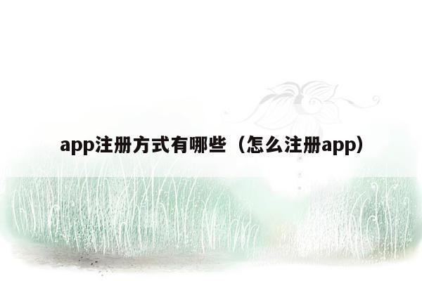 app注册方式有哪些（怎么注册app）