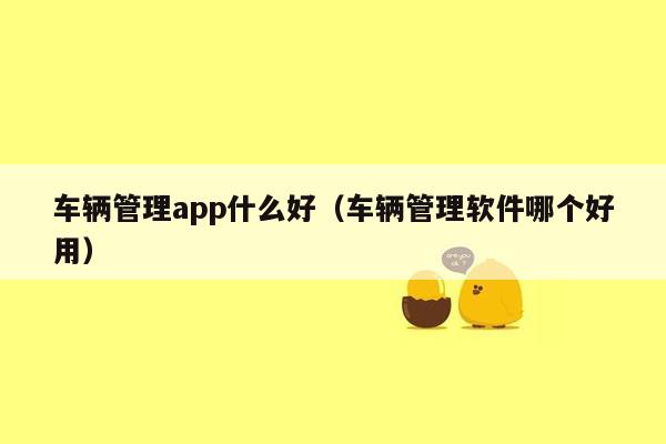 车辆管理app什么好（车辆管理软件哪个好用）