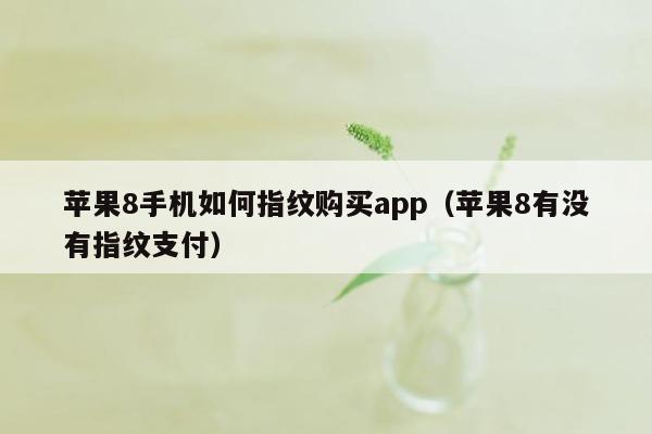 苹果8手机如何指纹购买app（苹果8有没有指纹支付）