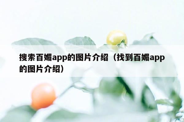 搜索百媚app的图片介绍（找到百媚app的图片介绍）