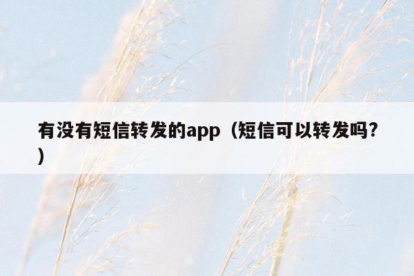 有没有短信转发的app（短信可以转发吗?）