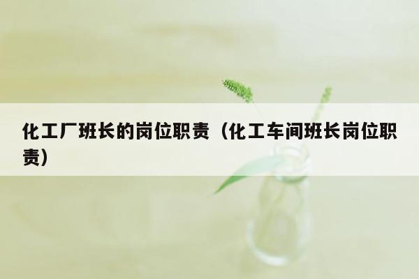 化工厂班长的岗位职责（化工车间班长岗位职责）