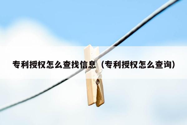 专利授权怎么查找信息（专利授权怎么查询）